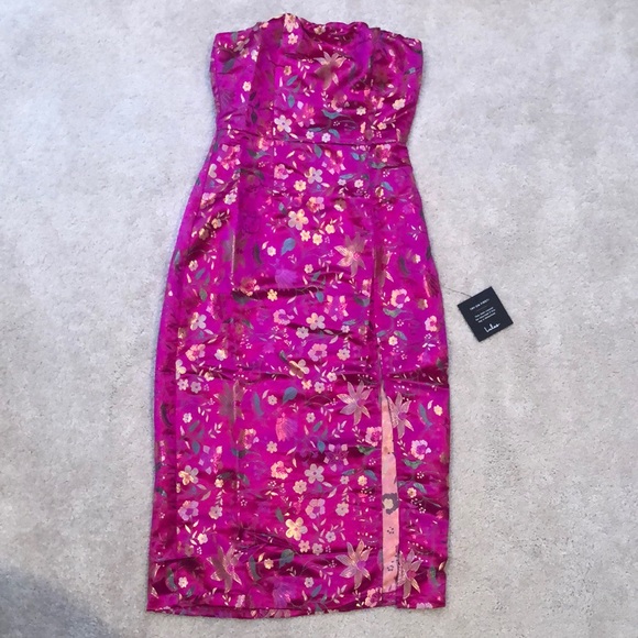 Hot Pink LuLus Embroidered Midi Dress - Picture 1 of 5